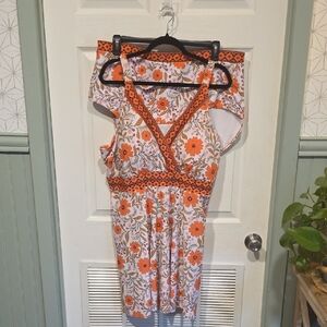 BloomChic Orange and White Floral Mini Dress